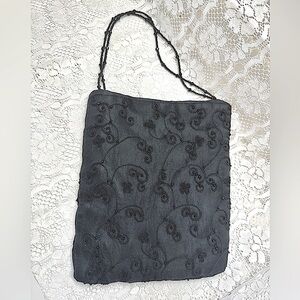 🖤CHARTER CLUB🖤 LINEN BEADED SOFT PADDED LINING COCKTAIL HANDBAG WRISTLET NWOT